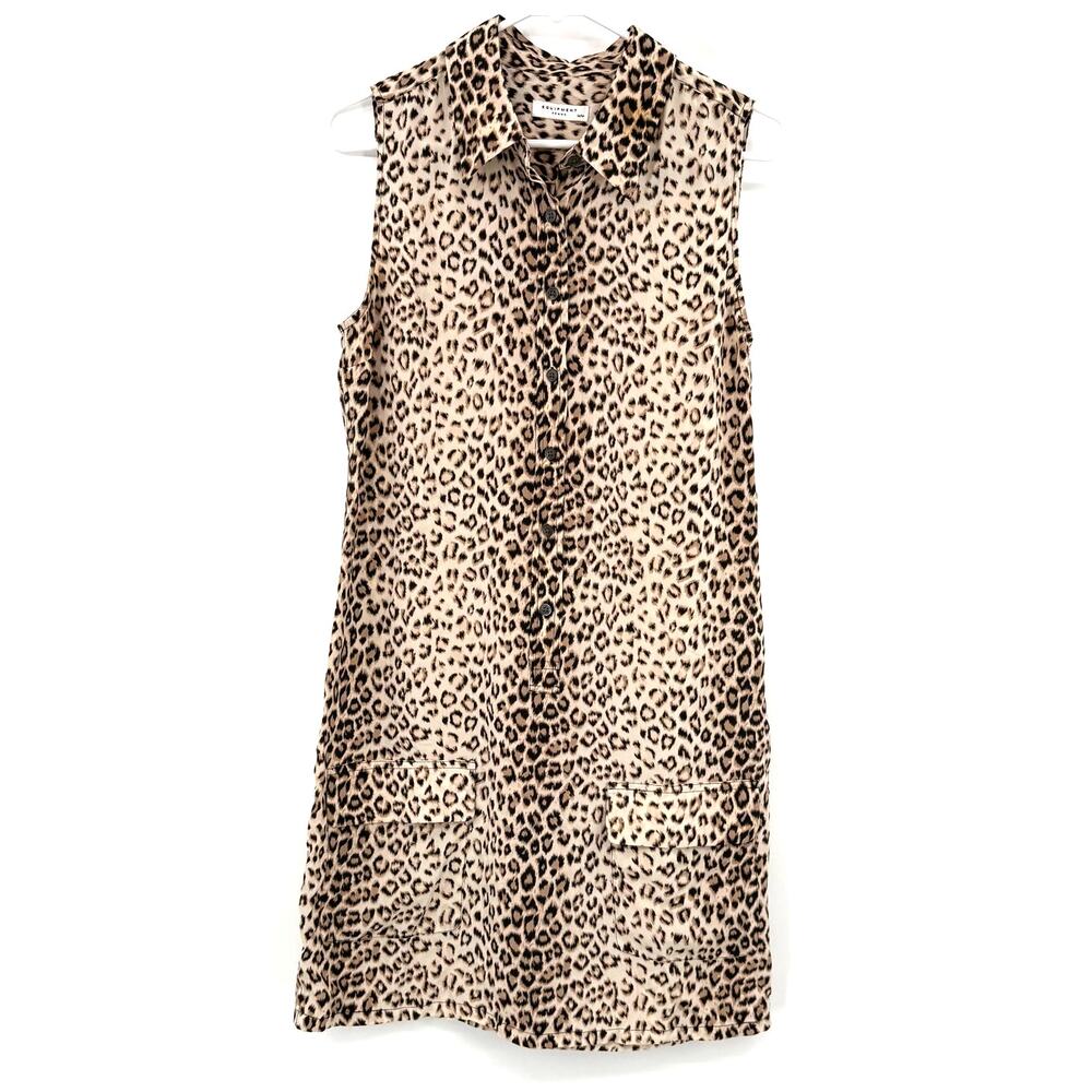 Equipment Femme Size‎ Medium Sleeveless Shift Style Mini Dress Leopard Cheetah